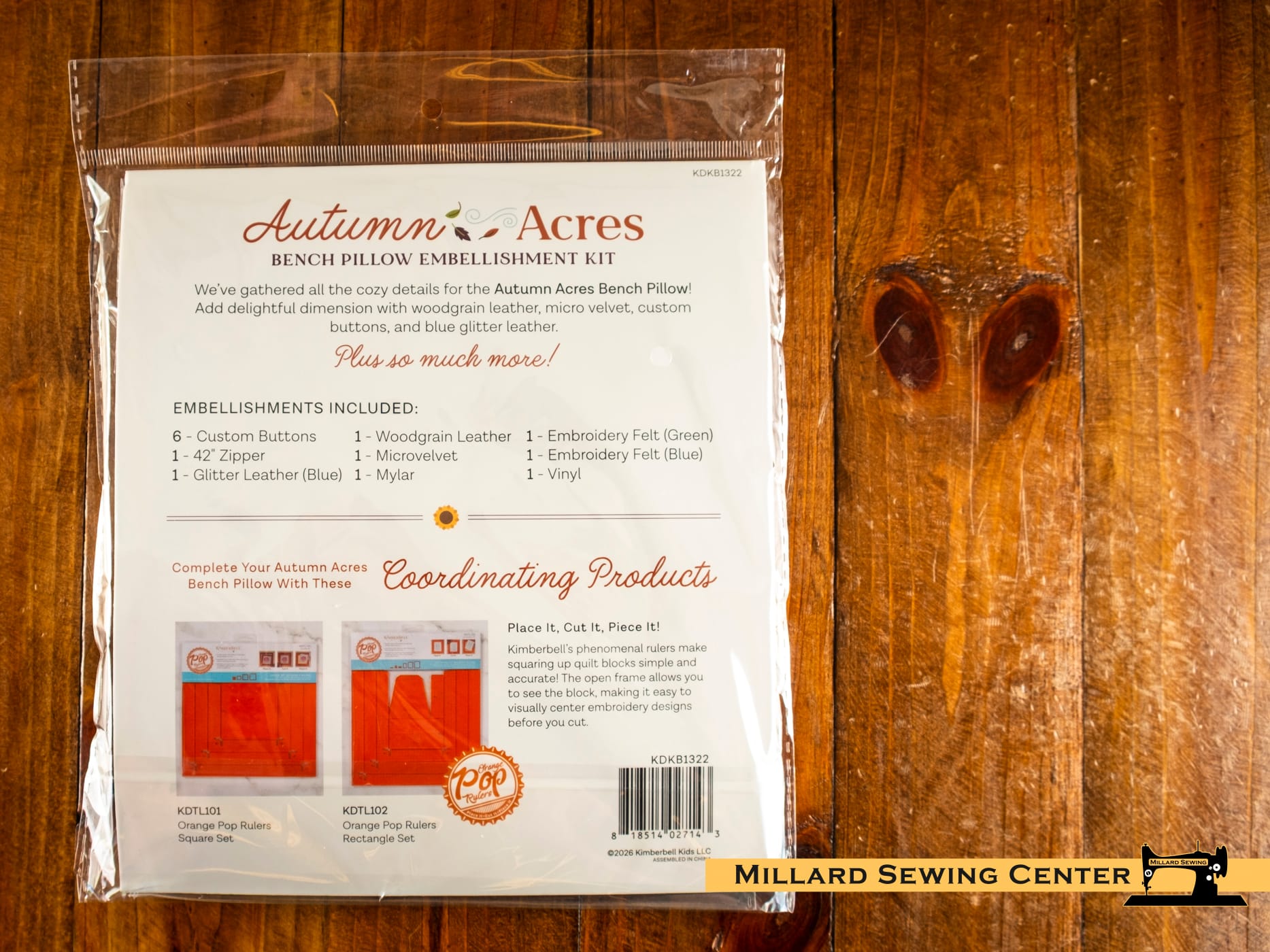 Embellishment Kit, Autumn Acres Bench Pillow by Kimberbell - Image 2