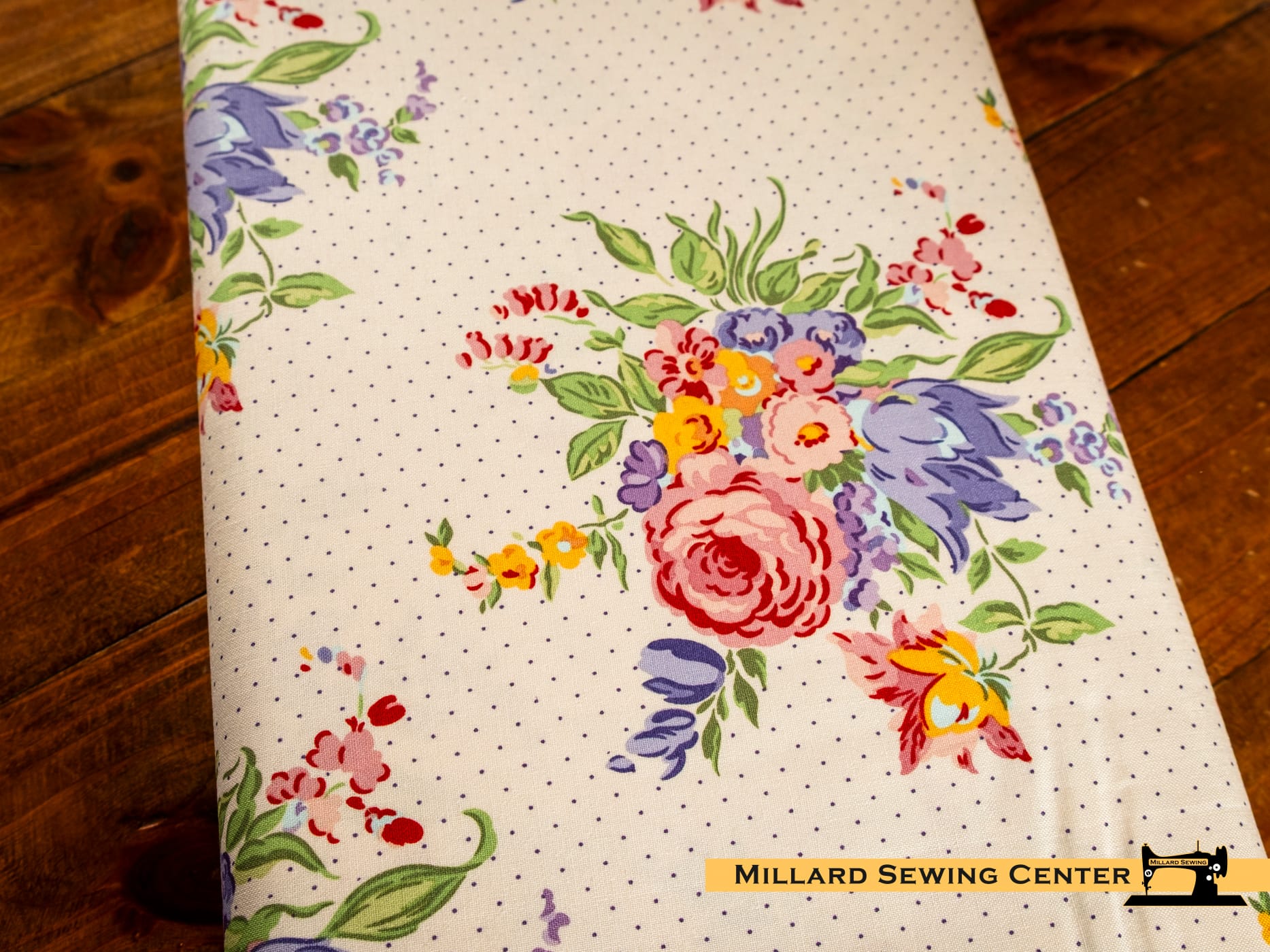 Cotton Fabric, 43"/44" Wide Dear Sweethearts in Floral Pindot Ivory by Riley Blake Designs