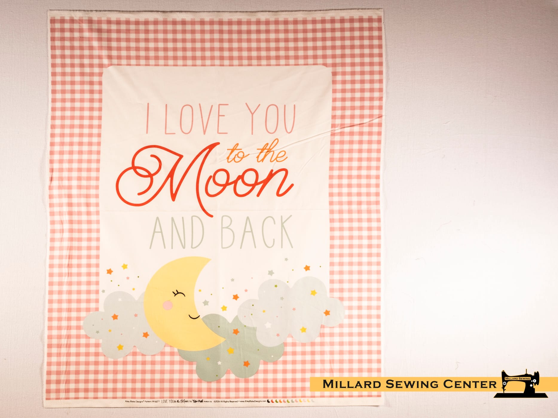 Cotton Fabric, 43"/44" Wide Flannel Love You to the Moon and Back in Panel Coral by Riley Blake Designs