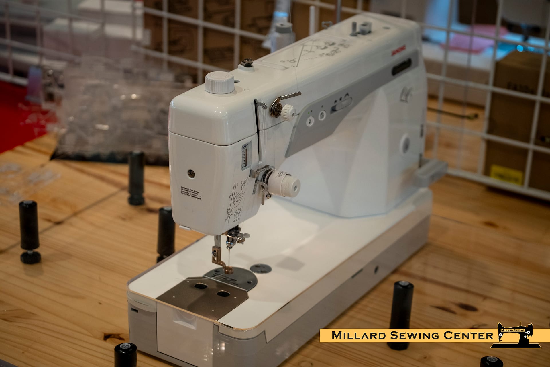 Janome 1600P with Accustitch and Sew Steady Free Motion Table