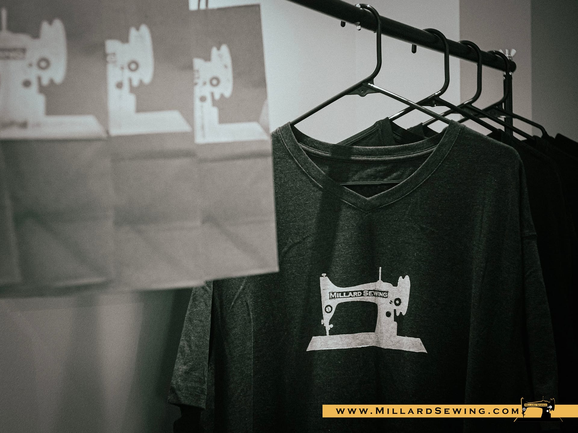 Ink Pressed T-Shirt, Millard Sewing Logo - Image 2
