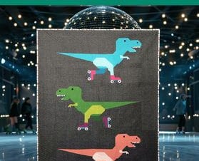 Dinorama - T-Rex on Roller Skates Quilt Pattern by Art East Quilting Company