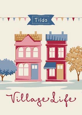 Cotton Fabric, 44″ Wide, Village Life- Mae Burgundy by Tilda