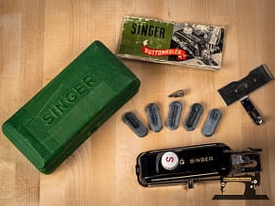 Buttonholer for Low Shank Sewing Machines by Singer, Simanco #160506 (Green Case)