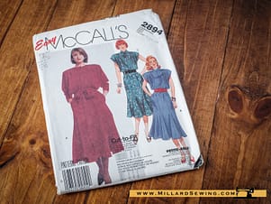 McCall's 2894 Misses' Vintage Dress Pattern w/ Tie Belt