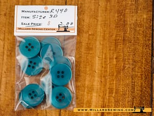 Buttons, Round 30mm In Teal, 10 Pack