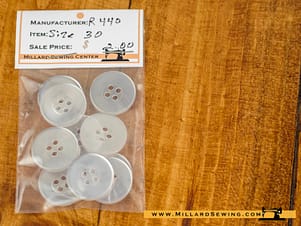 Buttons, Round 30mm In Pearl White, 10 Pack