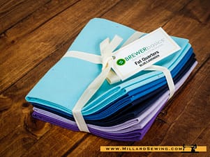 Cotton Fabric, Fat Quarter Bundle, Blue & Lavender Hues By Brewer