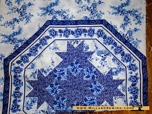 Remnant (Cotton) Blue Floral Hexagon Print (2 yds)