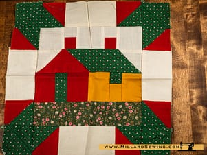 Quilting Block Red, Green, White, Floral