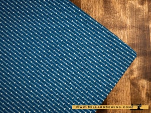 Remnant (Cotton) Blue Fabric with White Hearts (1 yd)