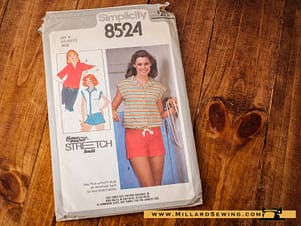 Simplicity 8524 Pattern Misses Hooded Top, Extended Shoulder Sleeves, Shorts