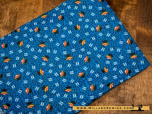 Remnant (Cotton) Blue 80's, 90's Print Fabric (33"L)