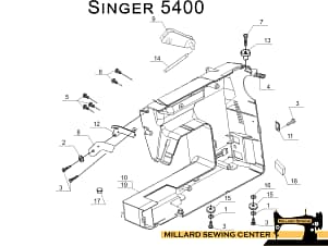 Rear Cover for Singer Models: 5400, 6160, & 6180 Sewing Machine
