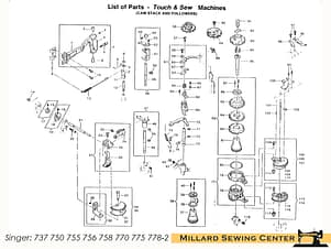 Stud, Bight Amplitude Control Dial Adjusting for Singer Touch & Sew Sewing Machines