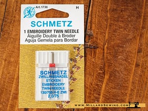 Embroidery Twin Needle 2.0/75