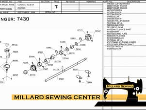 Lower Shaft Assembly for Singer 7430 Sewing Machines