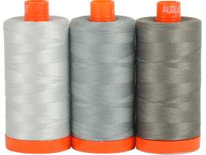 Color Builder 3 Piece Set, 50wt Cotton in Milan Grey by Aurifil