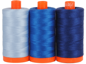 Color Builder 3 Piece Set, 50wt Cotton in Como Blue by Aurifil