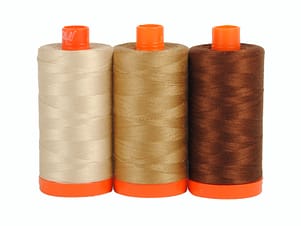Color Builder 3 Piece Set, 50wt Cotton in Florence Brown by Aurifil
