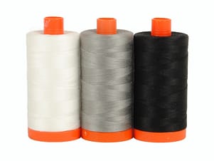 Color Builder 3 Piece Set, 50wt Cotton in Carrara Black White by Aurifil