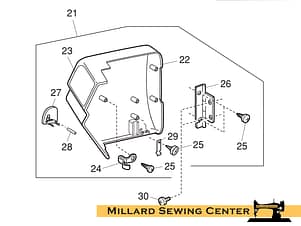 Cover, Side Needle Bar for Elna eXpressive 850 Sewing Machine