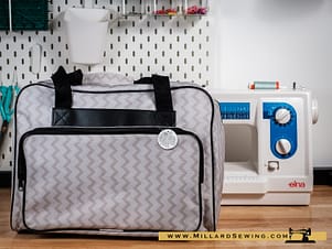 Portable Canvas Sewing Machine Carrying Case Bag, Wavy Gray by Janome