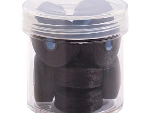 Pre-Wound Bobbins, M Class, Magna-Glide Delights 40wt Trilobal Polyester Thread in 11001 Black by FilTec (10 Pack)