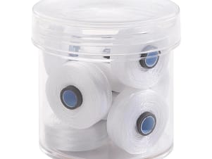 Pre-Wound Bobbins, M Class, Magna-Glide Delights 40wt Trilobal Polyester Thread in 10000 White by FilTec (10 Pack)