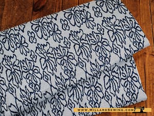 Remnant (Knit) Dark Blue & White Floral Knit