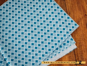 Remnant (Polyester) Vintage Blue Diamond Pattern Double Knit Fabric