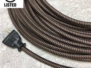 Wire Braided (Round) 18 Gauge In Black & Dark Brown Zig Zag Sold By The Foot