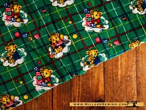 Remnant (Cotton) Vintage Green Corduroy with Bears