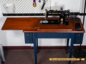 Sewing Machine Cabinet for Flat Bed Machines in Blue, Model 401 By Singer