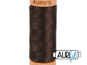 80wt Cotton Thread in 1130 Very Dark Bark by Aurifil
