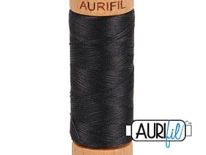 80wt Cotton Thread in 4241 Very Dark Grey by Aurifil