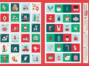 Cotton Fabric, 44" Wide in Advent Calendar Panel, a Jane Farnham Design by Dashwood Studio