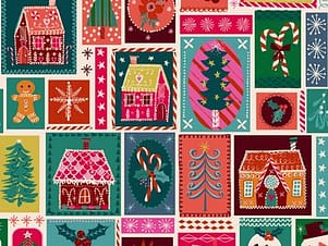 Cotton Fabric, 44" Wide in Patchwork Candy Houses, a Helen Black Design by Dashwood Studio