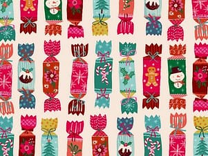 Cotton Fabric, 44" Wide in Christmas Crackers, a Helen Black Design by Dashwood Studio