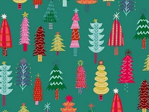 Cotton Fabric, 44" Wide in Christmas Trees, a Helen Black Design by Dashwood Studio