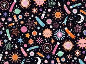 Cotton Fabric, 44" Wide in Cosmos a Carly Watts Design by Dashwood Studio