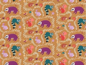 Cotton Fabric, 44" Wide in Cute Critters a Bethan Janine Design by Dashwood Studio