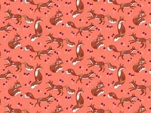 Cotton Fabric, 44" Wide in Adorable Foxes a Bethan Janine Design by Dashwood Studio