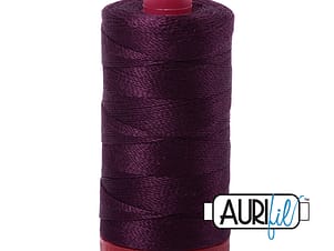 12wt Cotton Thread in 1240 Very Dark Eggplant by Aurifil