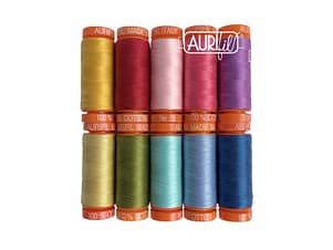The Perfect Little Box of Colors by Pat Sloan, 50wt Cotton Thread Set by Aurifil