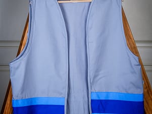Vest, Adult in Grey with Blue Stripes