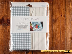 Tea Towel, Gingham & Pinstripe on Grey/Cream by Kimberbell
