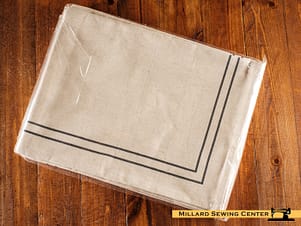 Dish Towel, Two Stripe Charcoal Border on Natural Cotton Linen Blend 6 Pack by Dunroven House