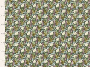 Cotton Fabric, 44" Wide in Cottonfield Greygreen by Tilda