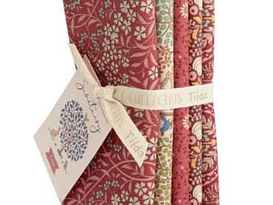 Cotton Fabric, Fat Quarter Bundle, Maroon and Rhubarb by Tilda